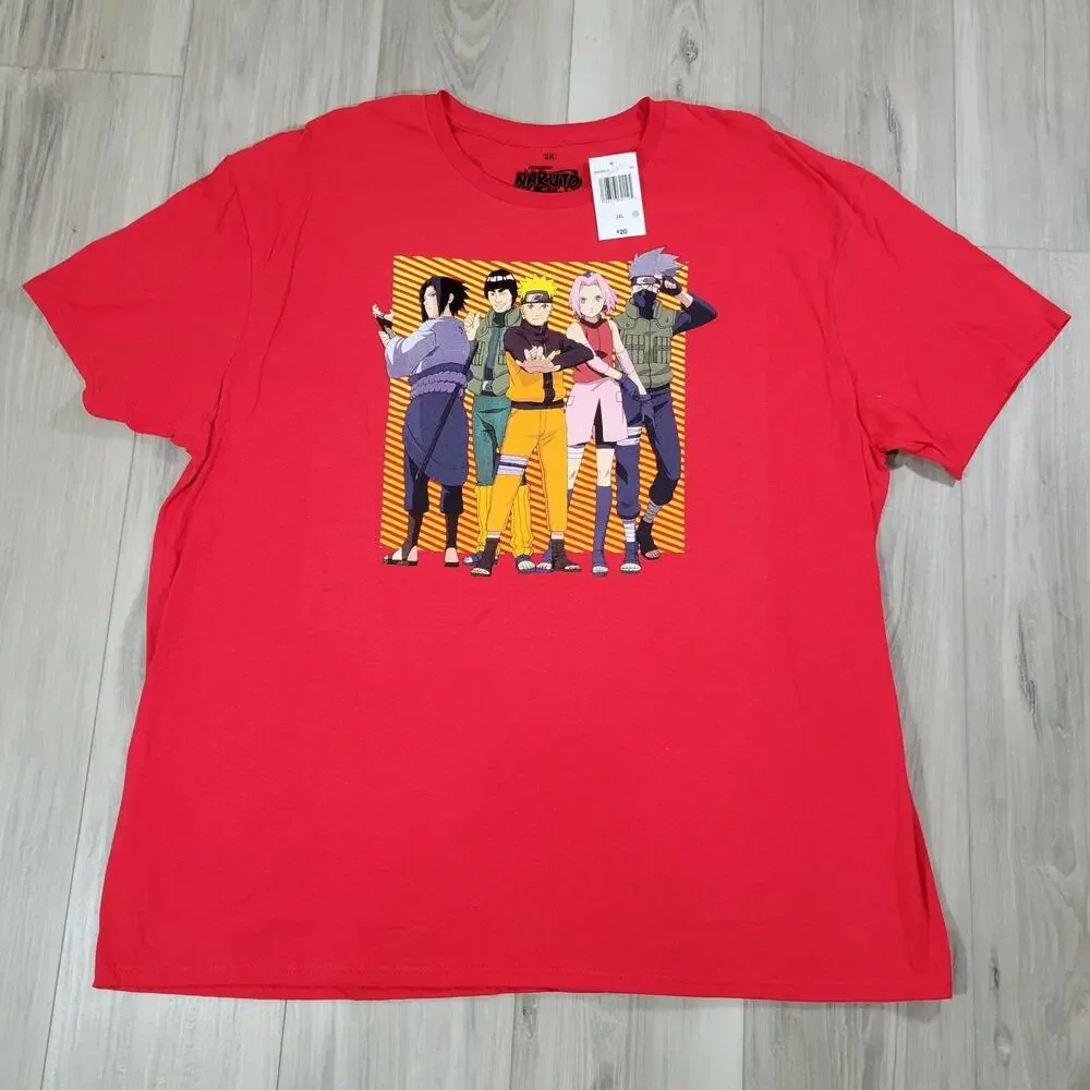 Naruto Shippuden T-Shirt Men's 2XL Red Short Sleeve New